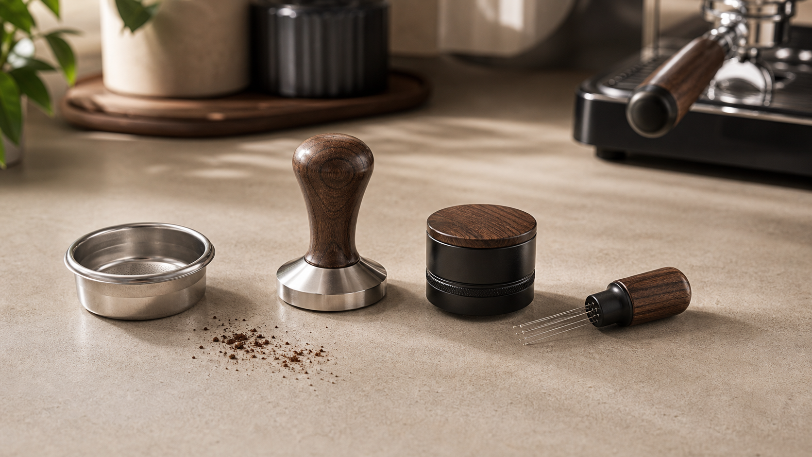 Espresso tamper distributor and WDT tool comparison for puck prep