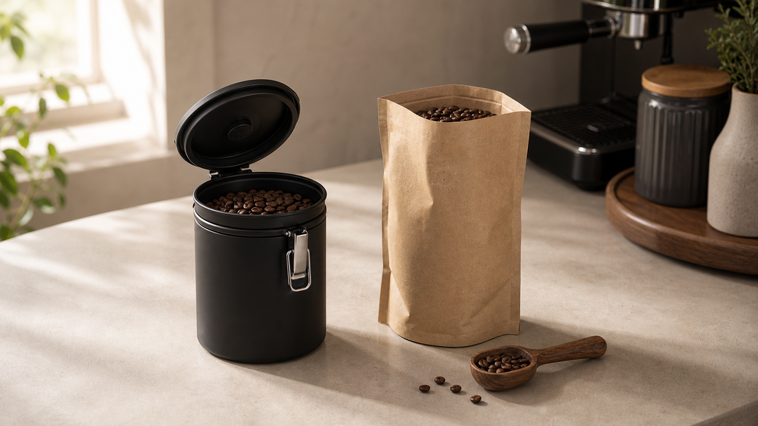 Coffee canister versus coffee bag freshness storage comparison