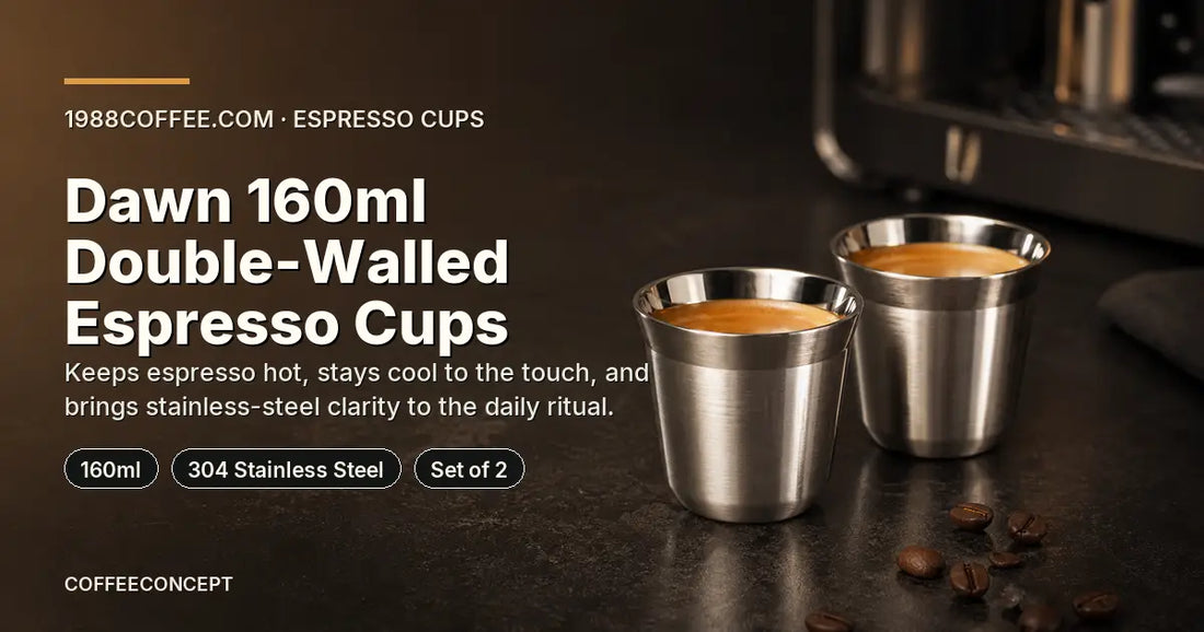 Dawn 160ml double-walled stainless steel espresso demitasse cups