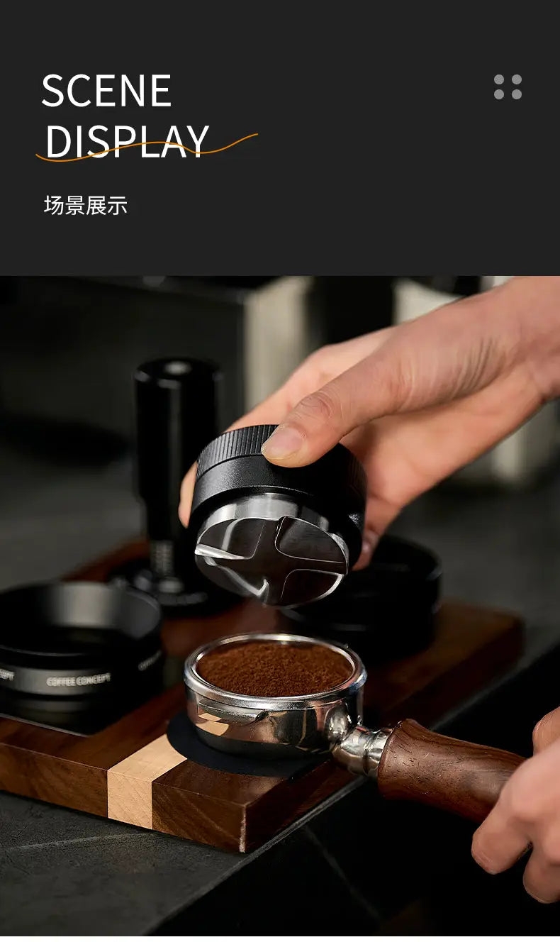Vertical Striped Gravity Espresso Distributor - Stainless Steel Self-Leveling Tool 51/53/58mm From $16 COFFEECONCEPT