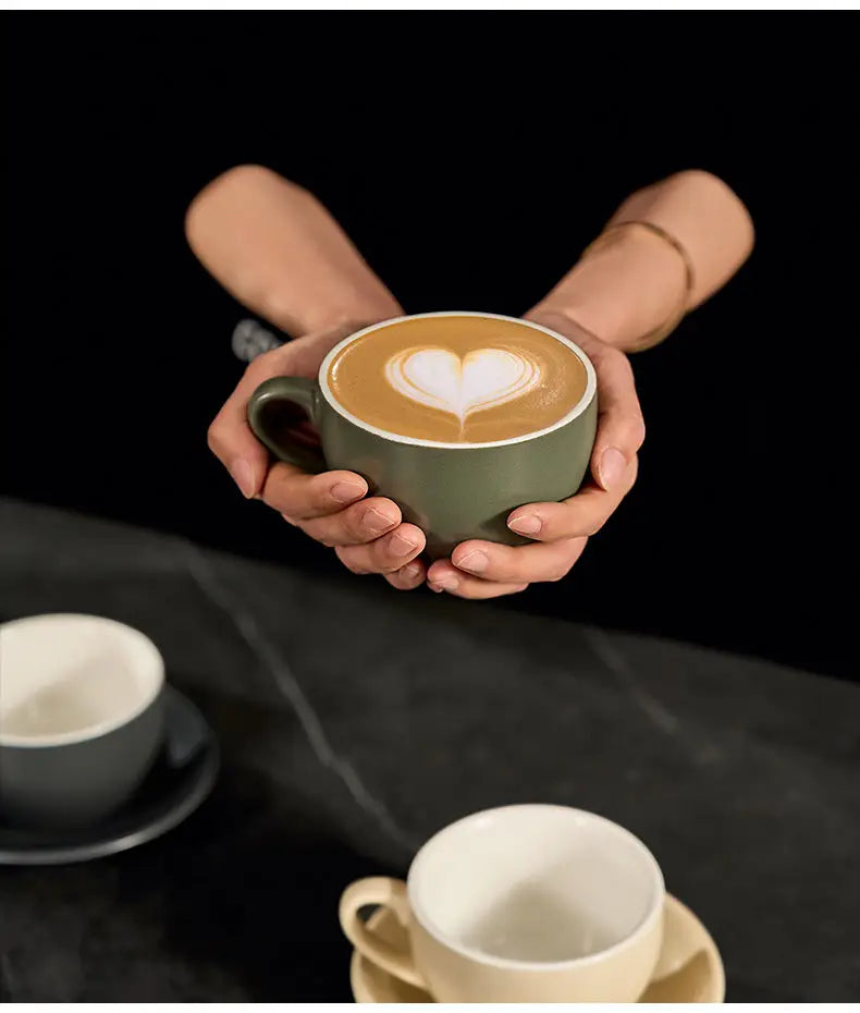 Sawada Coffee Cup & Saucer Set, Professional Latte Art Cup, Thick Ceramic Espresso Cup for Pattern Design COFFEECONCEPT