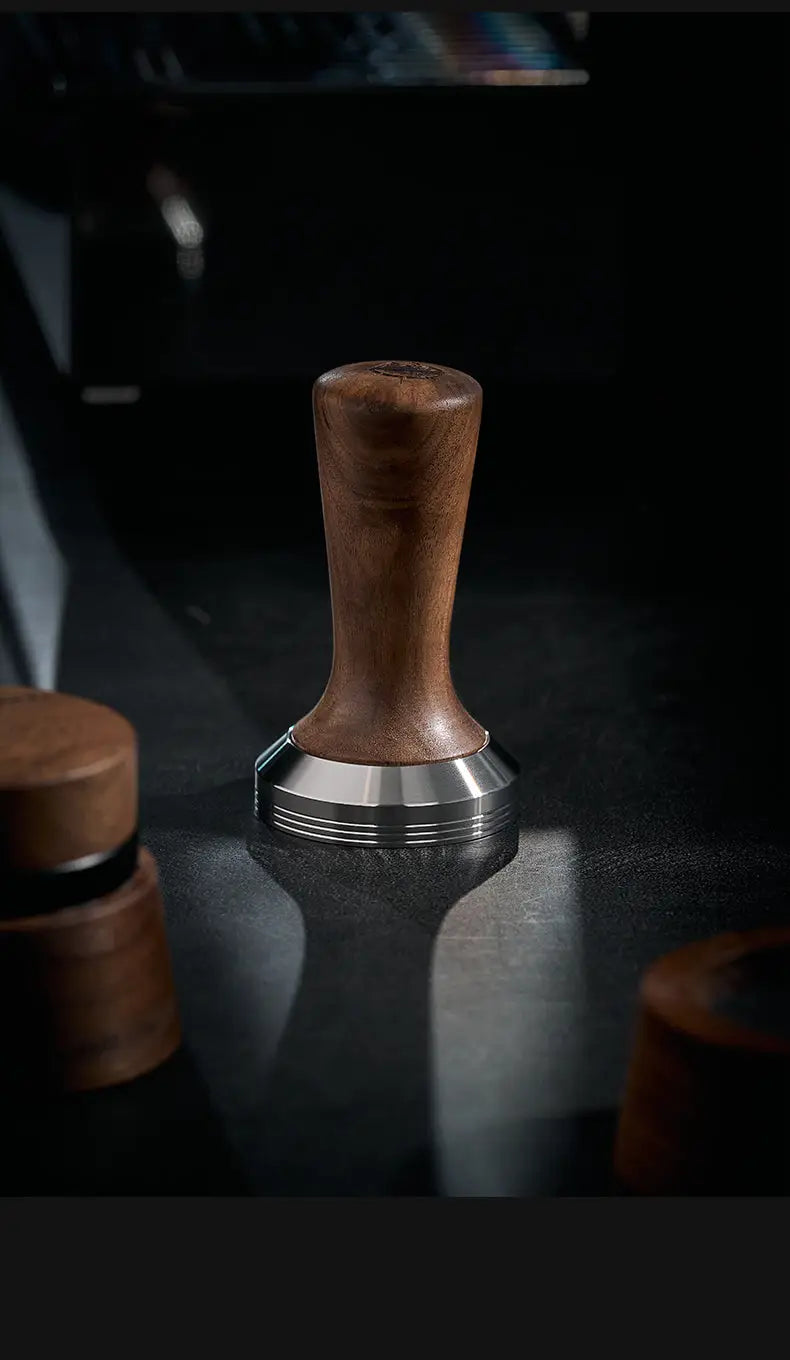 Solid Walnut Espresso Tamper Set - 58mm Solid Wood Handle + Stand - COFFEECONCEPT