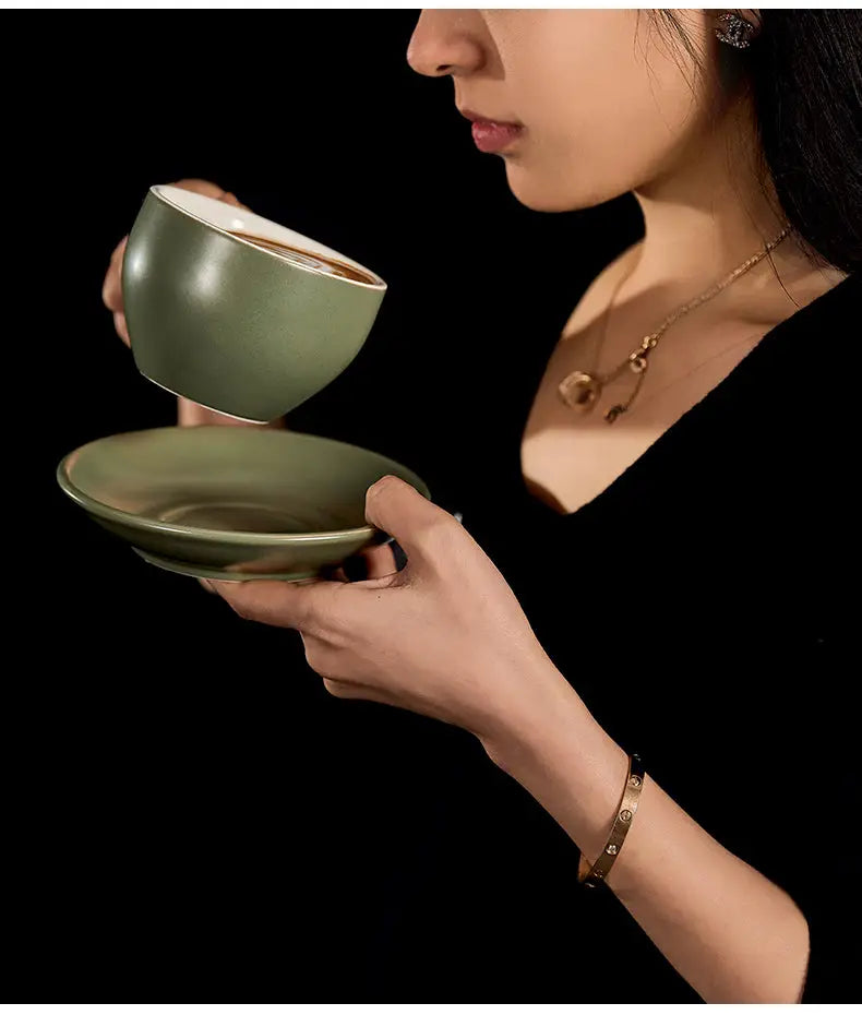 Sawada Coffee Cup & Saucer Set, Professional Latte Art Cup, Thick Ceramic Espresso Cup for Pattern Design COFFEECONCEPT