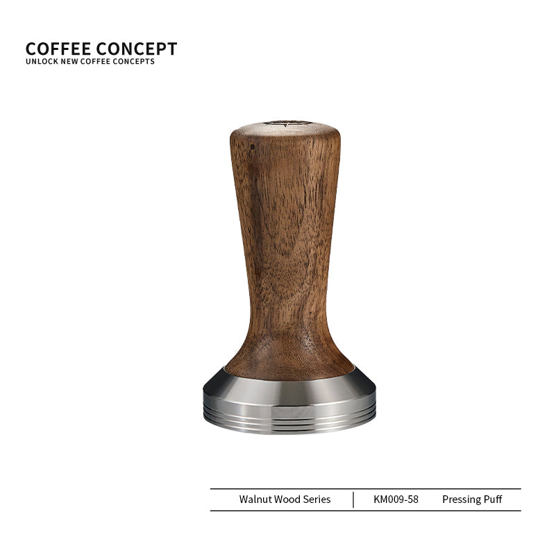 Solid Walnut Espresso Tamper Set - 58mm Solid Wood Handle + Stand - COFFEECONCEPT