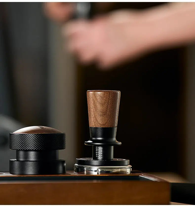 Muyu Constant Force Coffee Tamper, Consistent Pressure Tamper, Balanced Spring Espresso Tamper, Walnut Base COFFEECONCEPT