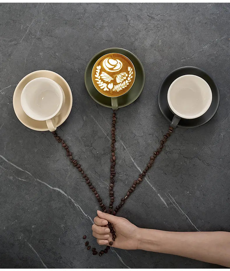 Sawada Coffee Cup & Saucer Set, Professional Latte Art Cup, Thick Ceramic Espresso Cup for Pattern Design COFFEECONCEPT