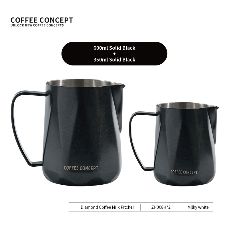 Best Geometric Milk Pitcher for Latte Art - Diamond Faceted 350ml/600ml - COFFEECONCEPT