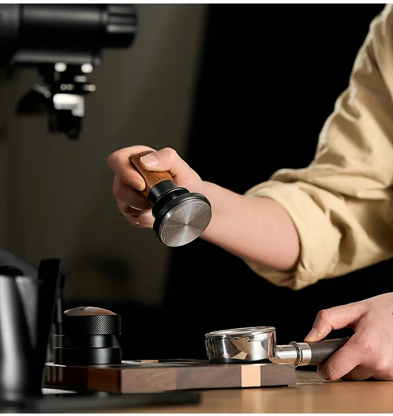 Muyu Constant Force Coffee Tamper, Consistent Pressure Tamper, Balanced Spring Espresso Tamper, Walnut Base COFFEECONCEPT