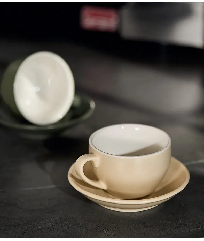 Sawada Coffee Cup & Saucer Set, Professional Latte Art Cup, Thick Ceramic Espresso Cup for Pattern Design COFFEECONCEPT