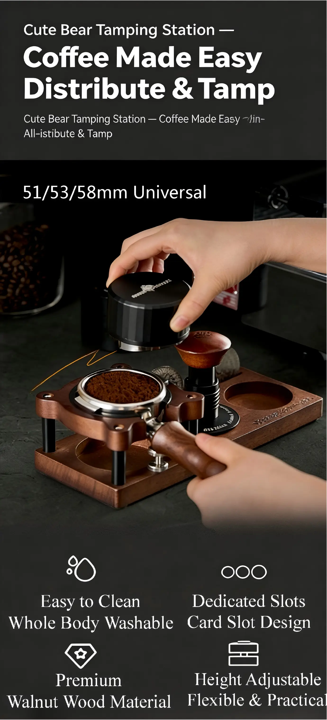 Cute bear tamper gift packaging — barista gift idea
