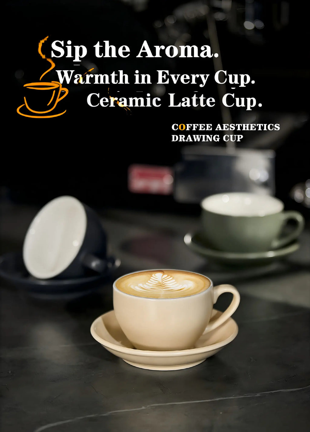 Sawada professional latte art cup and saucer set thick ceramic espresso cup for pattern design