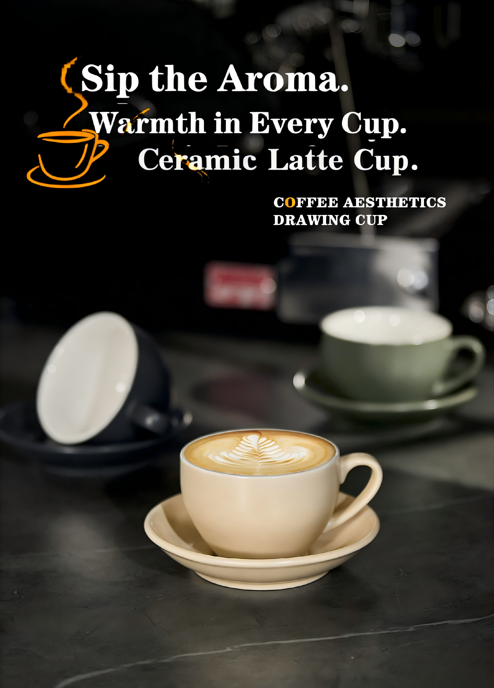 Sawada professional latte art cup and saucer set thick ceramic espresso cup for pattern design