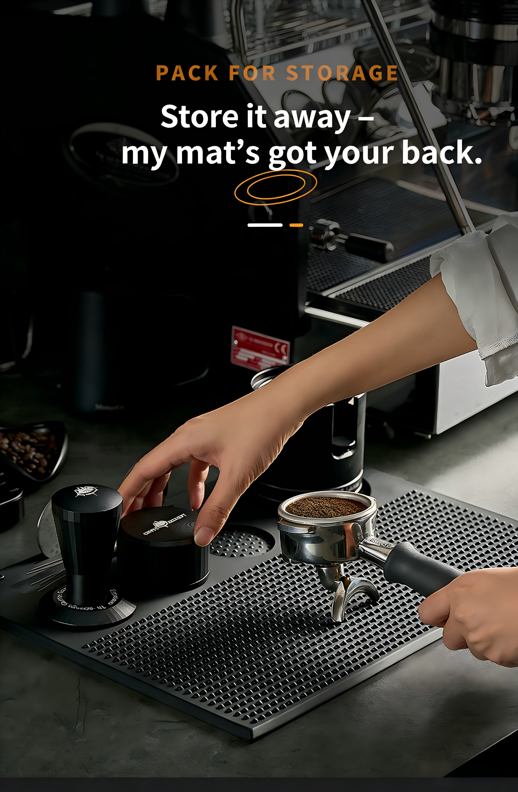 Espresso Tamping Mat Coffee Bar Organizer Side View – COFFEECONCEPT