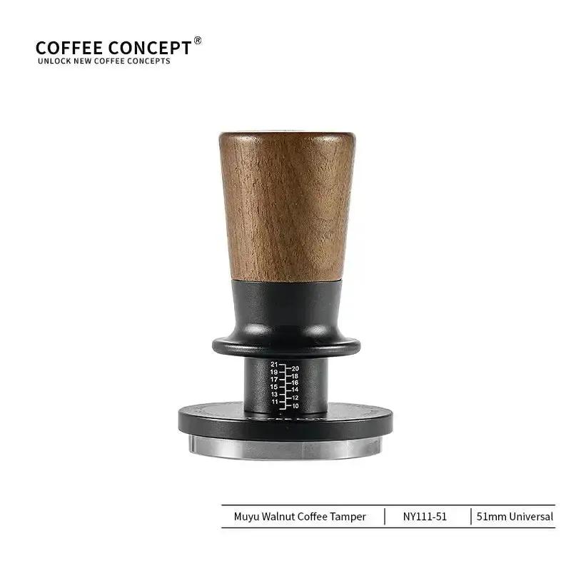 Muyu Constant Force Coffee Tamper, Consistent Pressure Tamper, Balanced Spring Espresso Tamper, Walnut Base COFFEECONCEPT