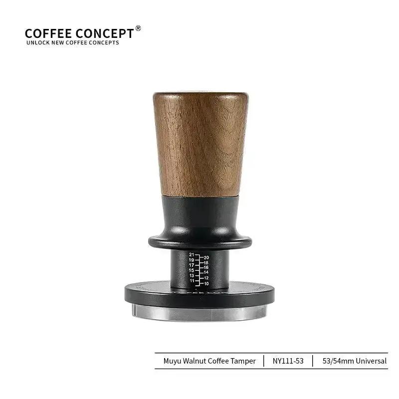 Muyu Constant Force Coffee Tamper, Consistent Pressure Tamper, Balanced Spring Espresso Tamper, Walnut Base COFFEECONCEPT