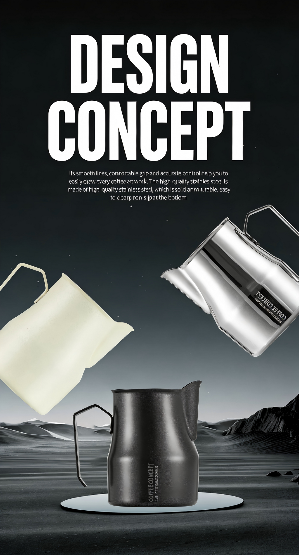 COFFEE CONCEPT Bell Milk Pitcher | 500ml Stainless Steel Latte Art Steaming Jug | Tapered Spout for Cappuccino & Flat White COFFEECONCEPT