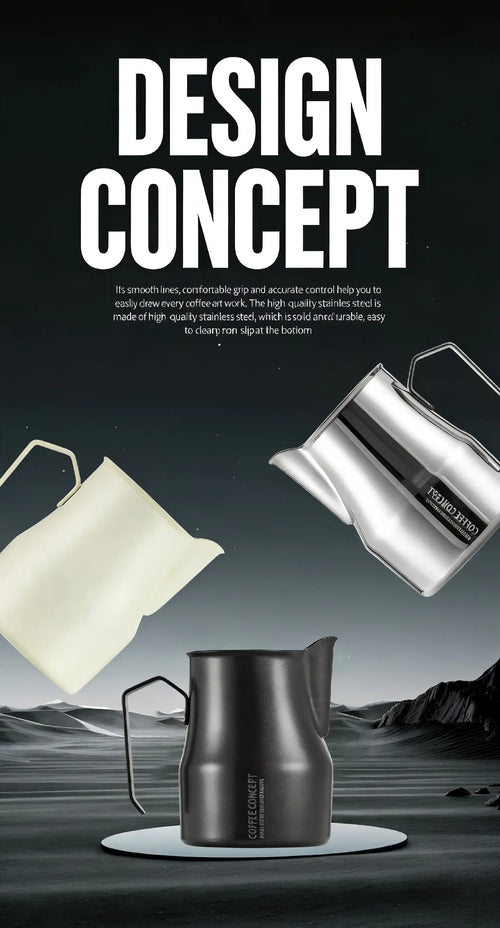 COFFEE CONCEPT Bell Milk Pitcher | 500ml Stainless Steel Latte Art Steaming Jug | Tapered Spout for Cappuccino & Flat White COFFEECONCEPT