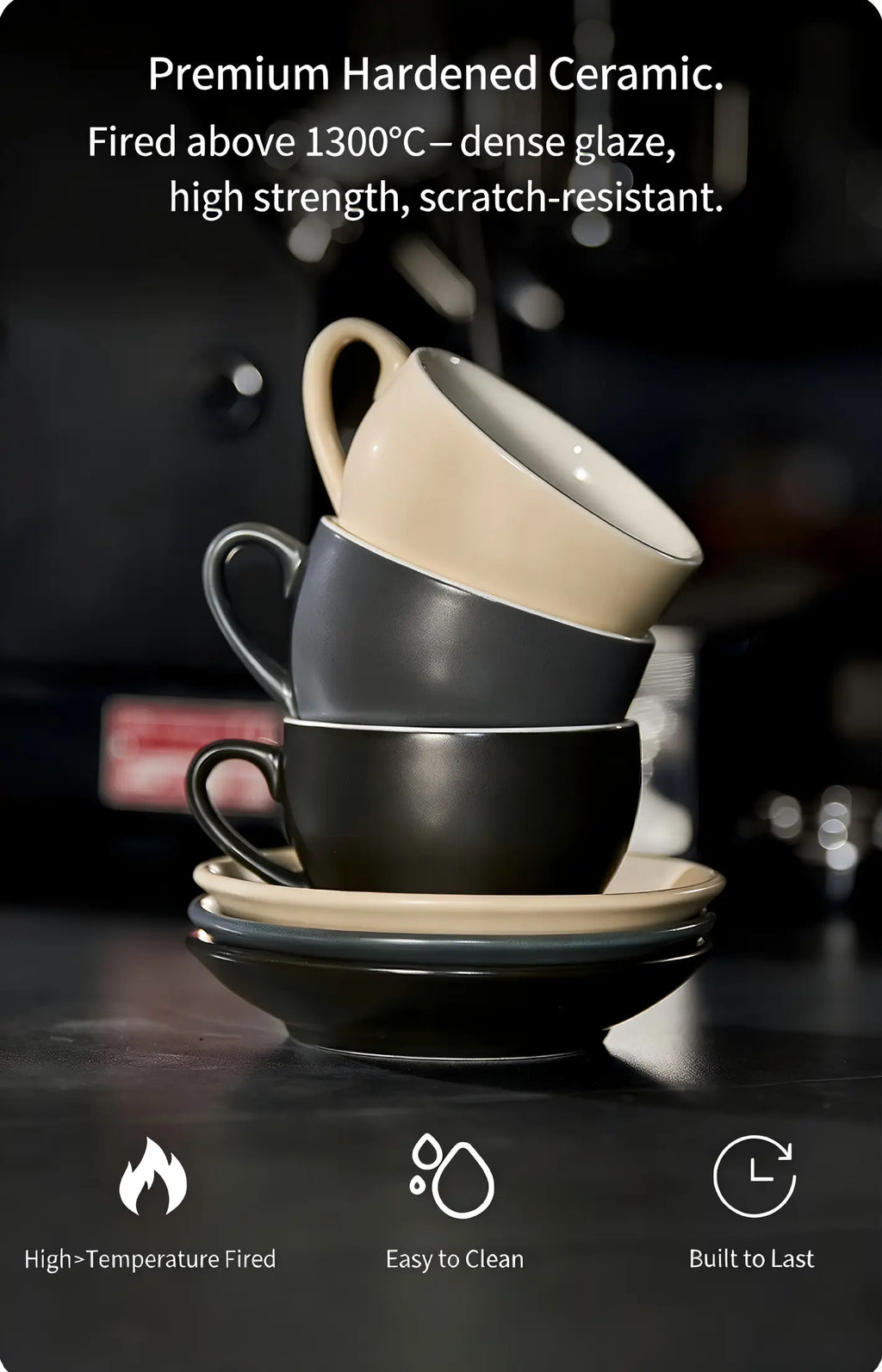 Sawada Coffee Cup & Saucer Set, Professional Latte Art Cup, Thick Ceramic Espresso Cup for Pattern Design COFFEECONCEPT