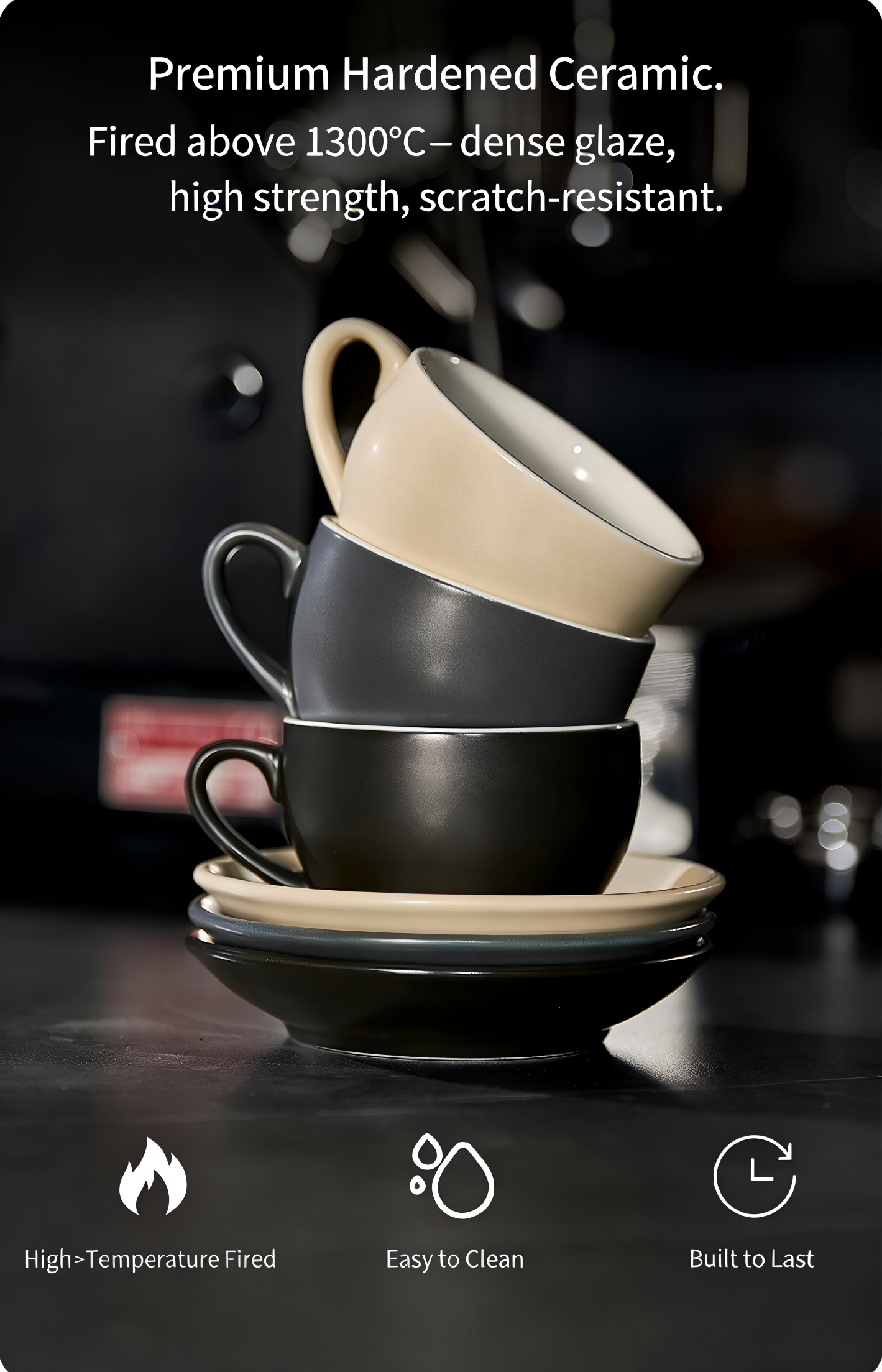 Sawada Coffee Cup & Saucer Set, Professional Latte Art Cup, Thick Ceramic Espresso Cup for Pattern Design COFFEECONCEPT