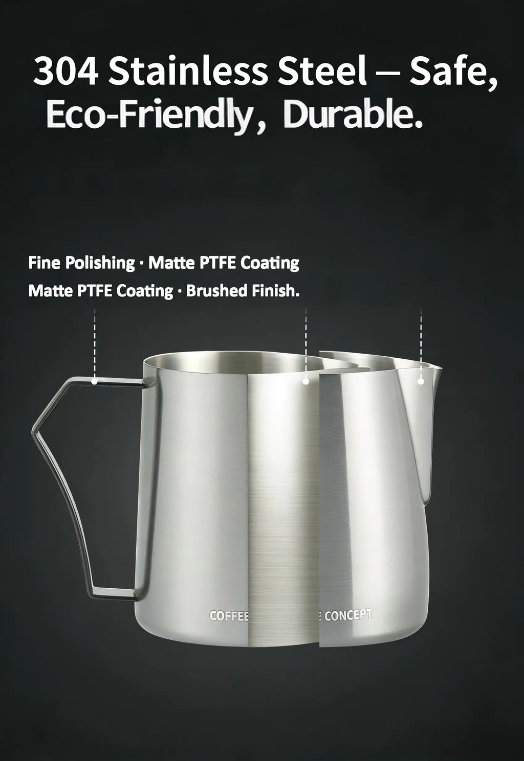 Phantom Precision Latte Art Pitcher – 600ml Narrow Spout for Advanced Patterns - COFFEECONCEPT