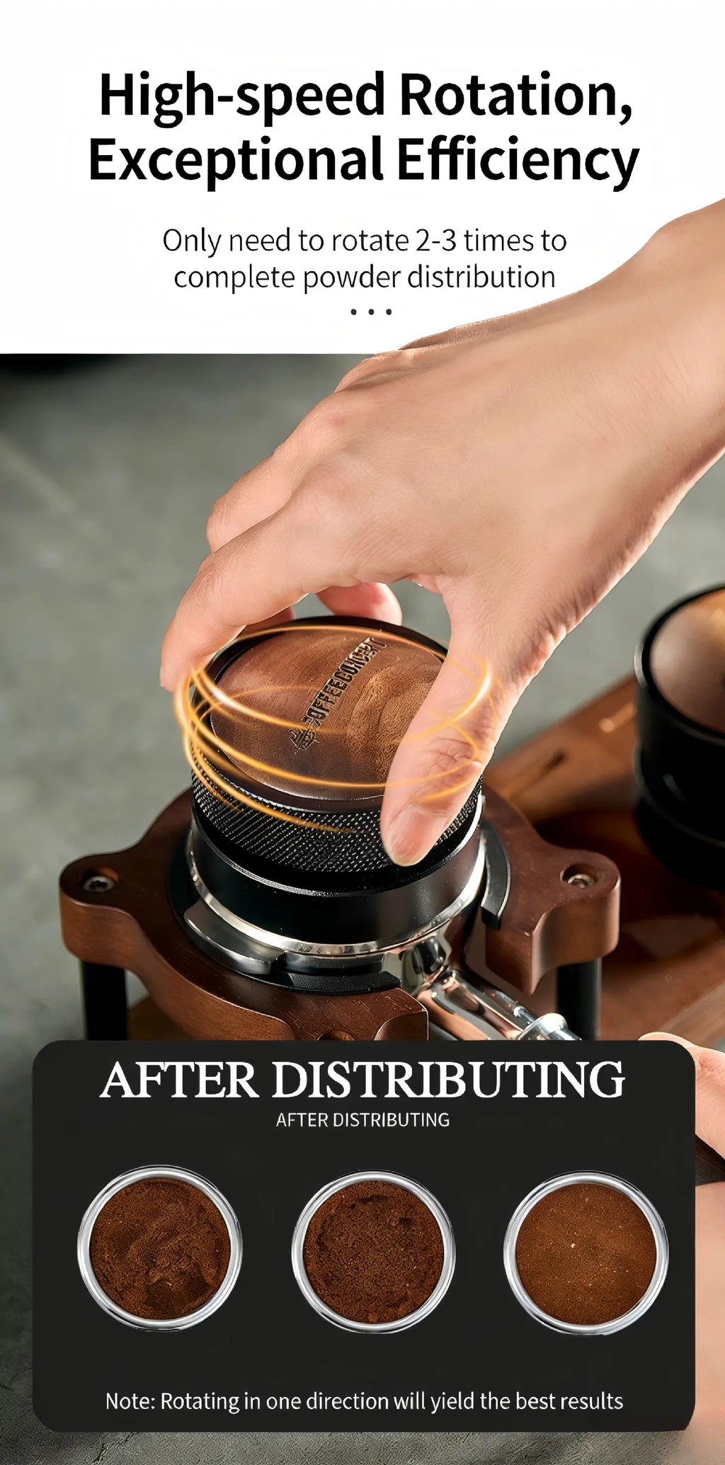 Gravity Espresso Distributor 51/53/58mm - Cloud Drop Self-Leveling Tool espresso distributor in use | COFFEECONCEPT
