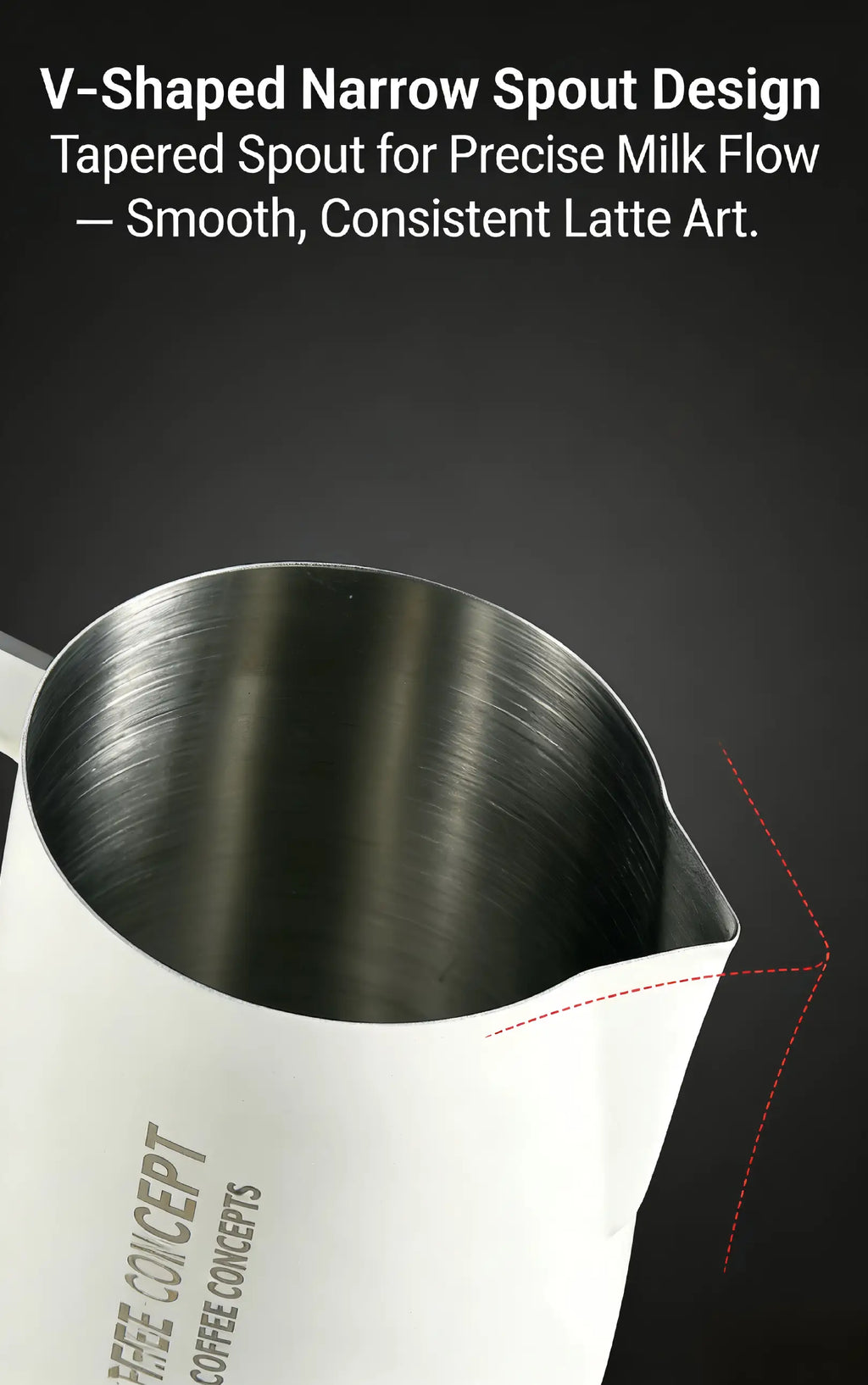 COFFEE CONCEPT Bell Milk Pitcher | 500ml Stainless Steel Latte Art Steaming Jug | Tapered Spout for Cappuccino & Flat White COFFEECONCEPT