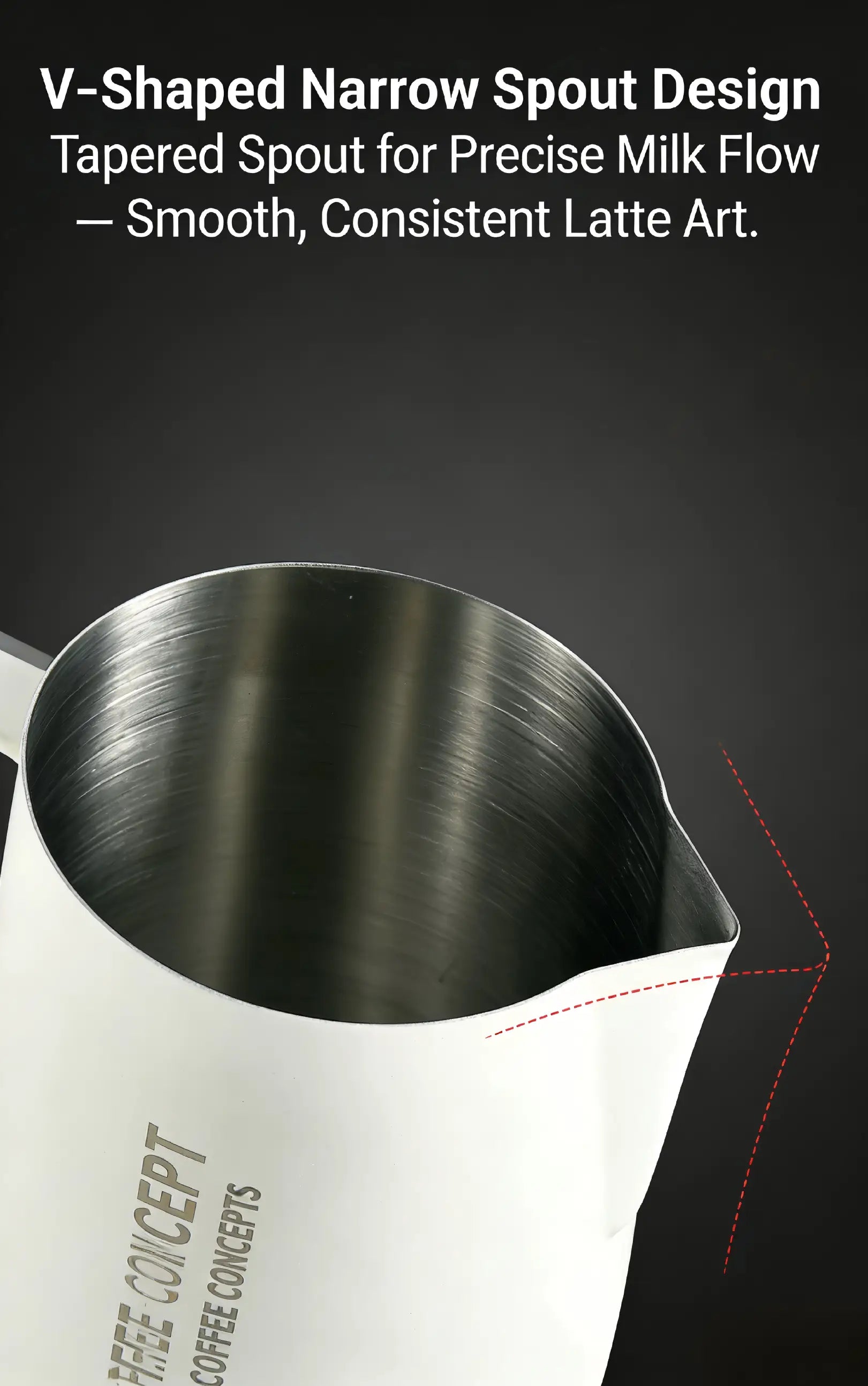 COFFEE CONCEPT Bell Milk Pitcher | 500ml Stainless Steel Latte Art Steaming Jug | Tapered Spout for Cappuccino & Flat White COFFEECONCEPT