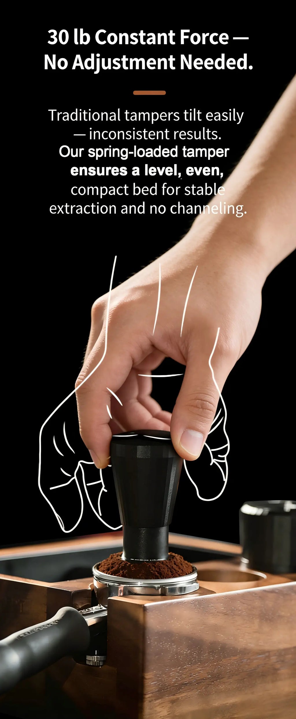 Black Myth Impact Tamper - 30LB Constant Force Spring Espresso Tamper Under $49 - COFFEECONCEPT