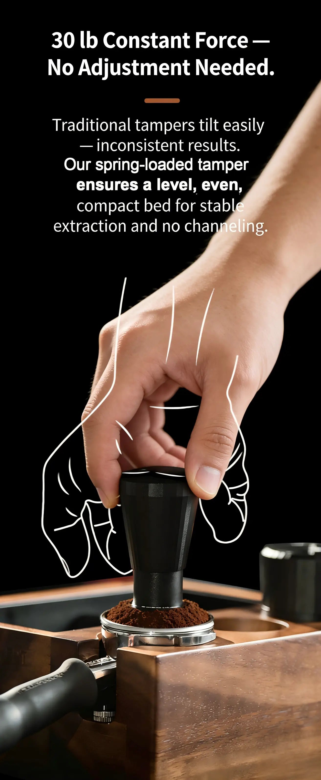 Black Myth Impact Tamper - 30LB Constant Force Spring Espresso Tamper Under $49 - COFFEECONCEPT