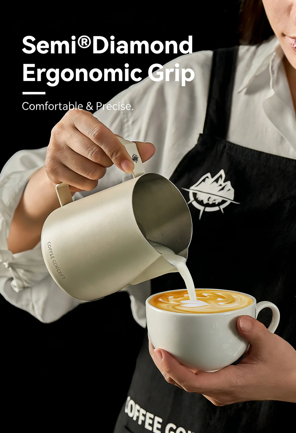 Phantom Precision Latte Art Pitcher – 600ml Narrow Spout for Advanced Patterns - COFFEECONCEPT