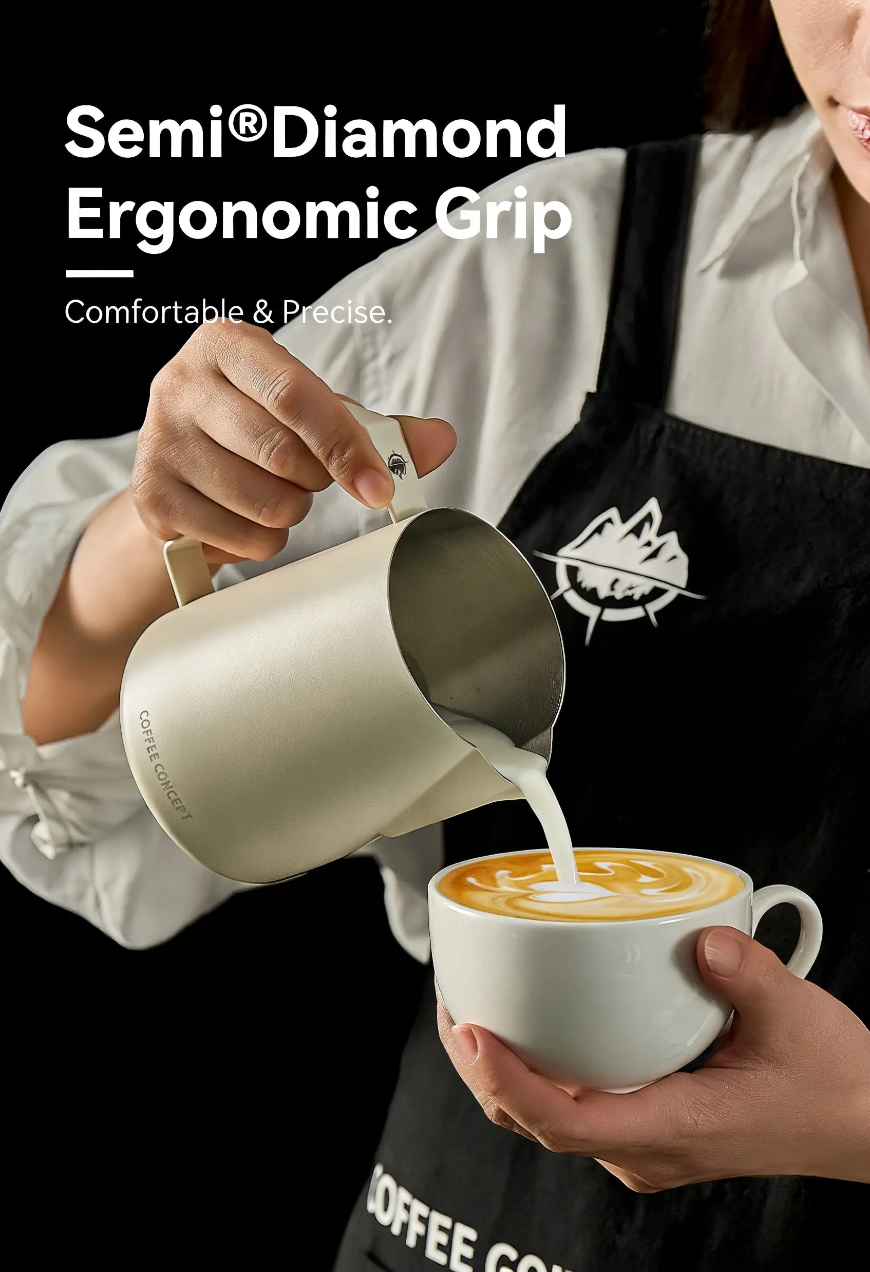 Phantom Precision Latte Art Pitcher – 600ml Narrow Spout for Advanced Patterns - COFFEECONCEPT
