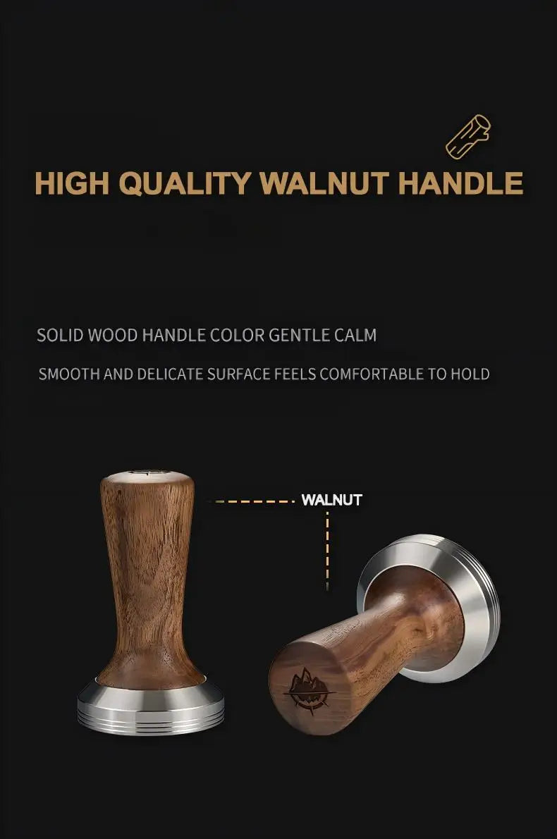 Solid Walnut Espresso Tamper Set - 58mm Solid Wood Handle + Stand - COFFEECONCEPT