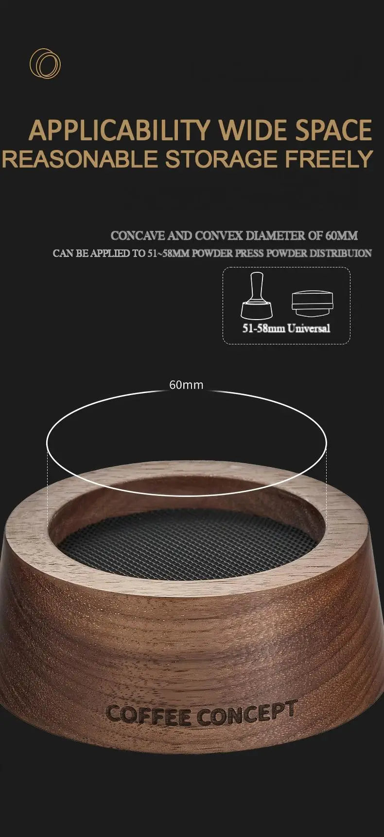 Walnut Espresso Tool Organizer Stand - Multi-Slot Storage for Tamper & Distributor Under $36 - COFFEECONCEPT