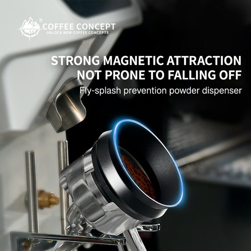 Magnetic Coffee Dosing Ring, Anti-static & Anti-fly Powder Receiver for Grinder, Dosing Funnel 51/53/58mm, High Outer Clip COFFEECONCEPT
