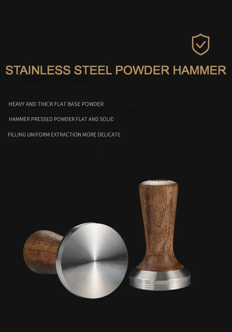 Solid Walnut Espresso Tamper Set - 58mm Solid Wood Handle + Stand - COFFEECONCEPT
