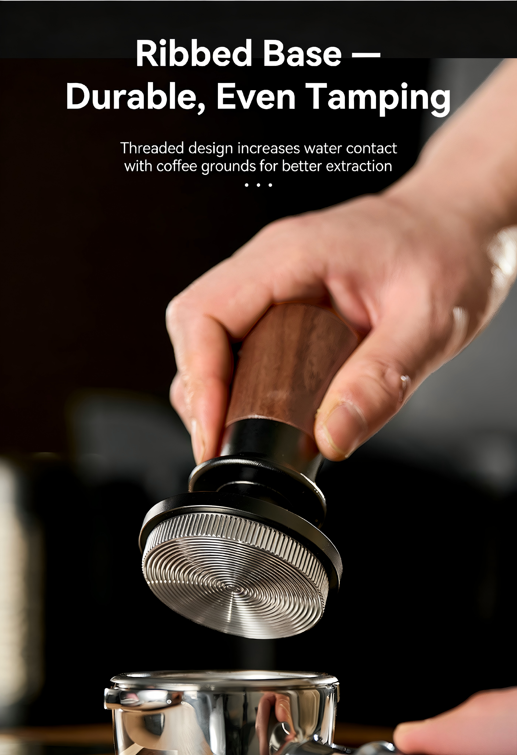 Muyu Constant Force Coffee Tamper, Consistent Pressure Tamper, Balanced Spring Espresso Tamper, Walnut Base COFFEECONCEPT