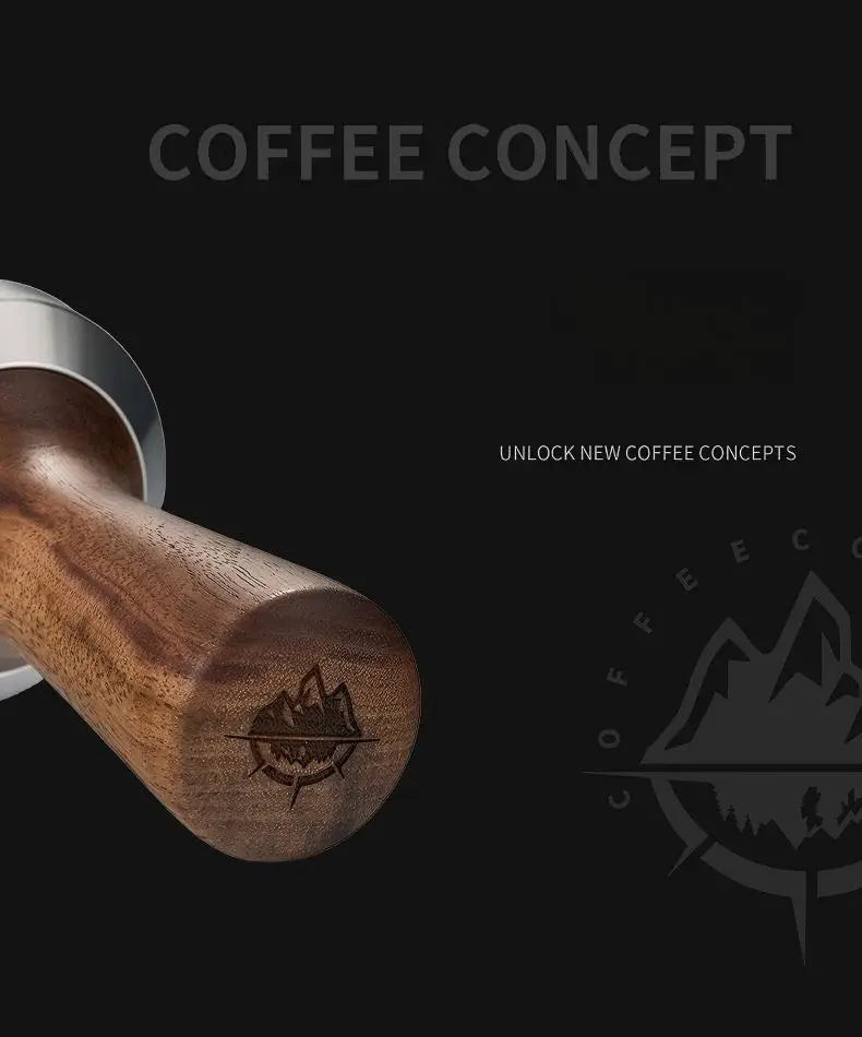 Solid Walnut Espresso Tamper Set - 58mm Solid Wood Handle + Stand - COFFEECONCEPT
