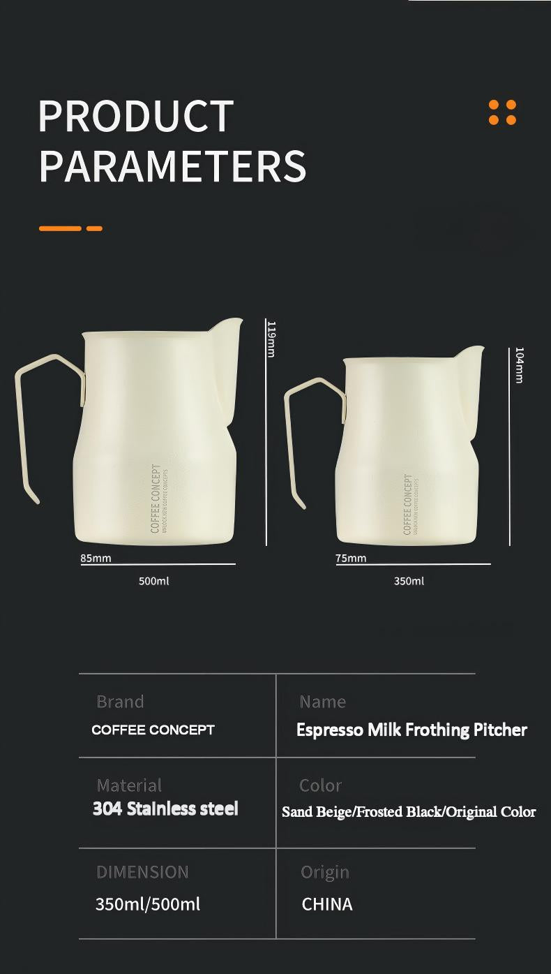COFFEE CONCEPT Bell Milk Pitcher | 500ml Stainless Steel Latte Art Steaming Jug | Tapered Spout for Cappuccino & Flat White COFFEECONCEPT