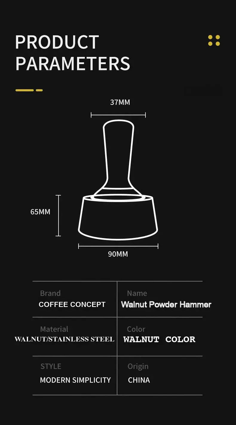 Solid Walnut Espresso Tamper Set - 58mm Solid Wood Handle + Stand - COFFEECONCEPT