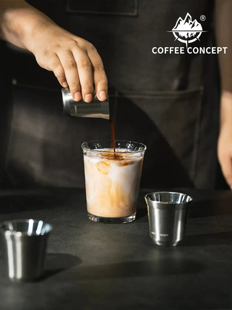 COFFEE CONCEPT Dawn Espresso Extraction Cups | Double-Walled Stainless Steel | 80ml Demitasse Glasses for Espresso Machines COFFEECONCEPT