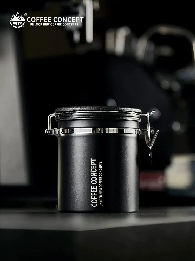 COFFEECONCEPT Airtight Coffee Canister - 1.2L/1.5L Vacuum Seal One-Way Valve for Fresh BeansDD
