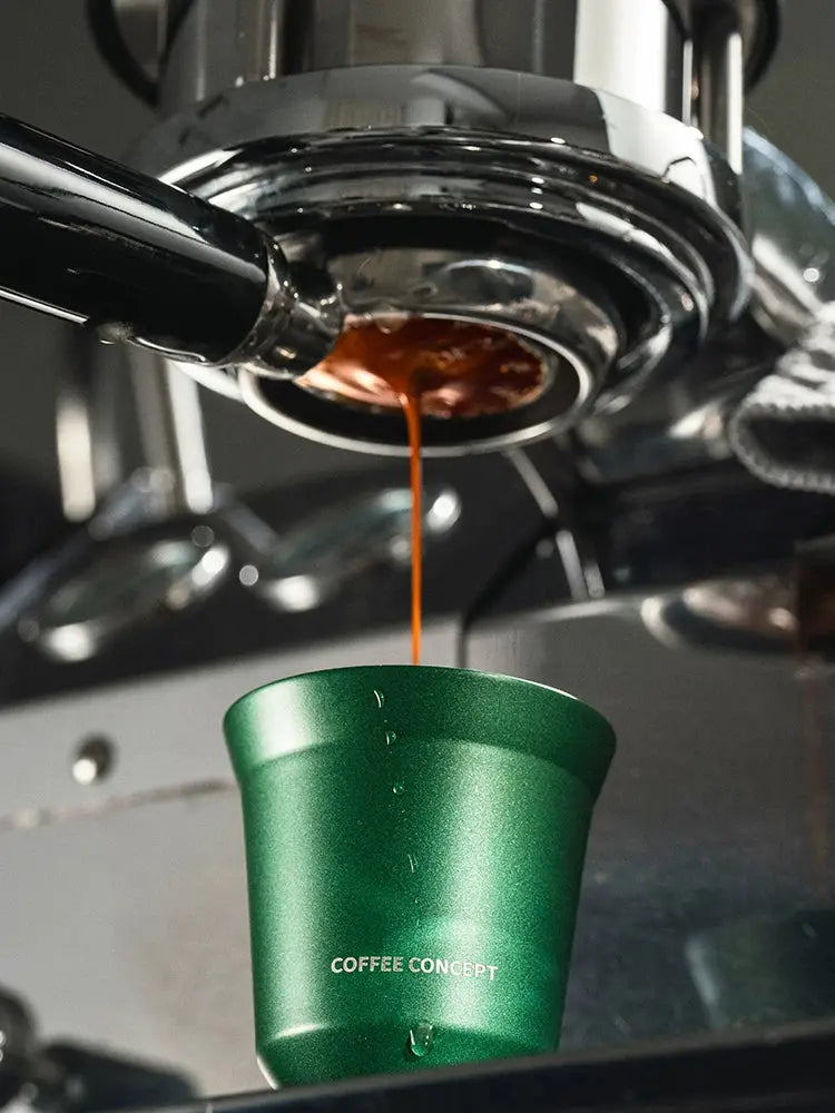 COFFEE CONCEPT Dawn Espresso Extraction Cups | Double-Walled Stainless Steel | 80ml Demitasse Glasses for Espresso Machines COFFEECONCEPT